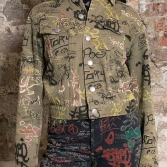 JEAN PAUL GAULTIER Graffiti Denim jacket in size S - Picture 12 of 13